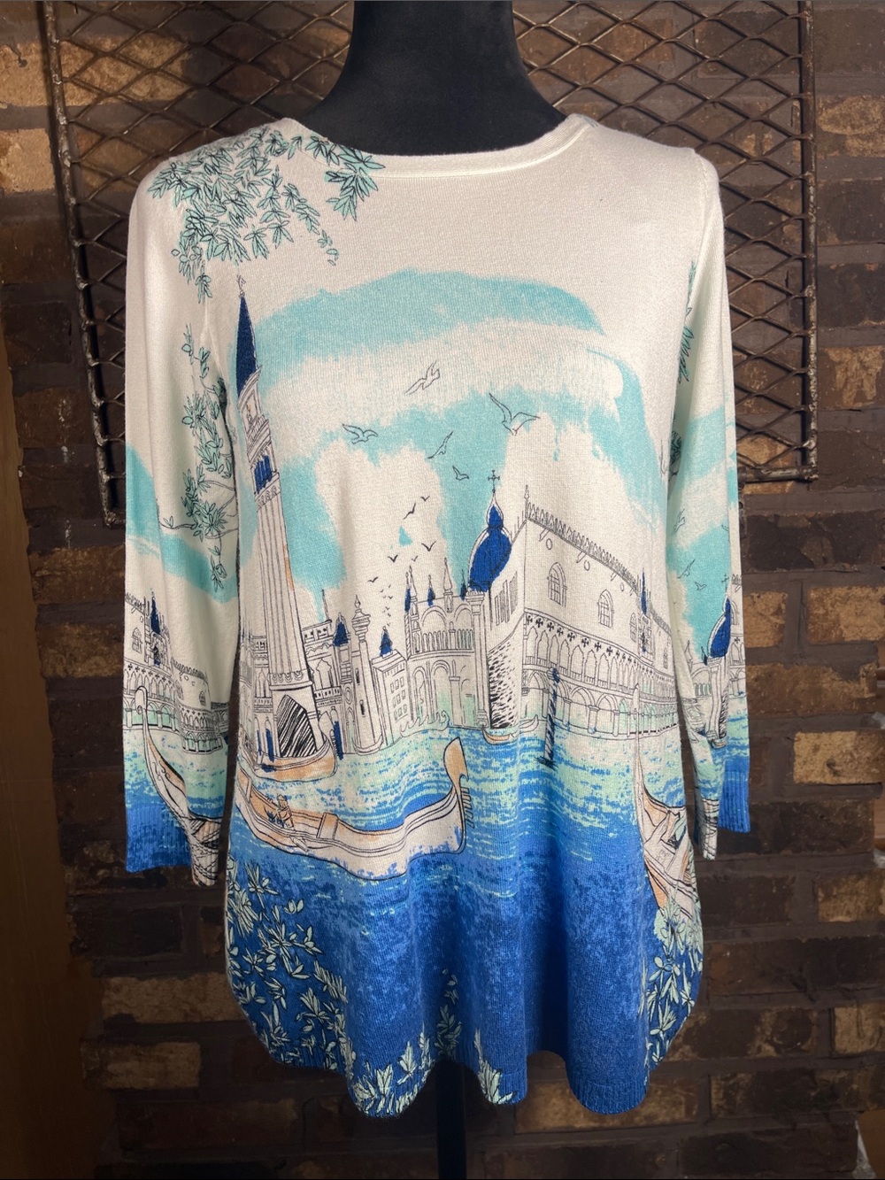 Joseph A Venice Canal Italy Sweater Blouse Shirt Top Knit Travel  M